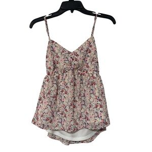 Japna Ditsy Floral Open Back Tie Camisole Top Adjustable Strap Blouse - Size S